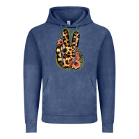 Vintage Denim Leopard Floral Peace Sign Vintage Hoodie - Jasminsmagicworld