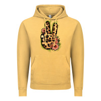 Vintage Mustard Leopard Floral Peace Sign Vintage Hoodie - Jasminsmagicworld