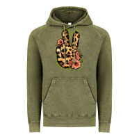 Vintage Olive Leopard Floral Peace Sign Vintage Hoodie - Jasminsmagicworld