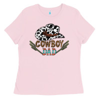 Bubblegum Pink cowboy dad Ladies Tee - CowhideDigitalArt