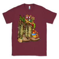 Burgundy Christmas Boots Classic Tee - CowhideDigitalArt