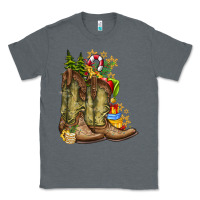 Charcoal Heather Christmas Boots Classic Tee - CowhideDigitalArt