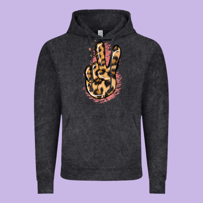 Pink Glitter Leopard Peace Sign Vintage Hoodie Designed By Jasminsmagicworld