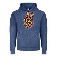 Vintage Denim Pink Glitter Leopard Peace Sign Vintage Hoodie - Jasminsmagicworld
