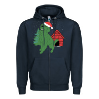 Navy Christmas Dog Zipper Hoodie - Bettercallsaul