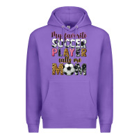 Purple my favorite soccer player calls me mom Premium Hoodie - CowGirlArtShop