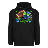 Black Touchdown season American football green and blue Heavyweight Hoodie - HowdyJamesFarm