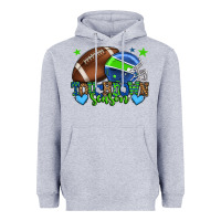 Heather Grey Touchdown season American football green and blue Heavyweight Hoodie - HowdyJamesFarm