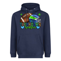 Navy Touchdown season American football green and blue Heavyweight Hoodie - HowdyJamesFarm