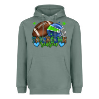 Sage Touchdown season American football green and blue Heavyweight Hoodie - HowdyJamesFarm