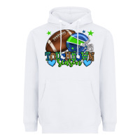 White Touchdown season American football green and blue Heavyweight Hoodie - HowdyJamesFarm