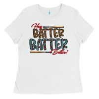 White hey batter batter batter Ladies Tee - CowhideDigitalArt