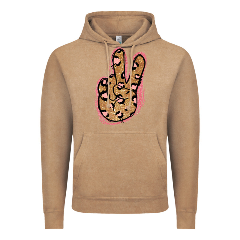 Gold Glitter Pink Leopard Peace Sign Vintage Hoodie by Jasminsmagicworld | Teevron