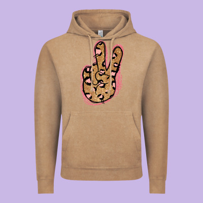 Gold Glitter Pink Leopard Peace Sign Vintage Hoodie Designed By Jasminsmagicworld