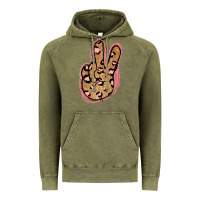 Vintage Olive Gold Glitter Pink Leopard Peace Sign Vintage Hoodie - Jasminsmagicworld