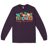 Plum teacher change the world Long Sleeve Tee - MaliasSmallBusiness