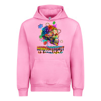 Fuchsia Pink Neurodiversity Is Beautiful Urban Hoodie - FaDigitalArtStudio