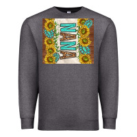 Charcoal Heather nana sunflowers and turquoise gemstones Premium Sweatshirt - TumblerDesignByShophia