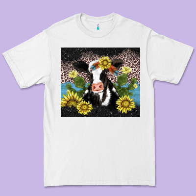 Cow Cactus And Sunflower Premium Tee Designed By Adodesignshop