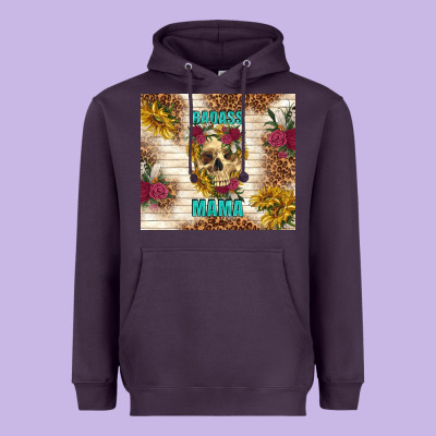 Badass Mama With Flowers Heavyweight Hoodie Designed By Tumblerdesignbyshophia