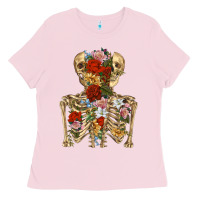 Bubblegum Pink flower skeleton Ladies Tee - RanaPortraitStore
