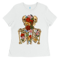 White flower skeleton Ladies Tee - RanaPortraitStore
