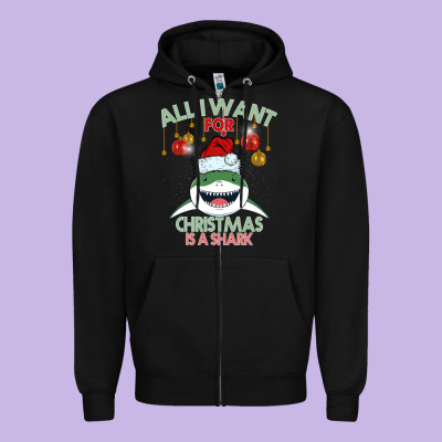 All I Want For Christmas Is A Shark Zipper Hoodie Designed By Bettercallsaul