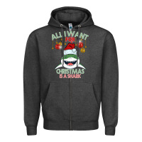 Charcoal Heather All I Want For Christmas Is A Shark Zipper Hoodie - Bettercallsaul