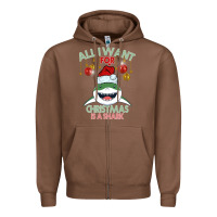 Chestnut All I Want For Christmas Is A Shark Zipper Hoodie - Bettercallsaul
