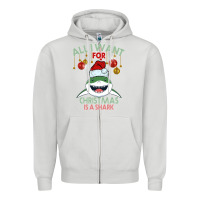Dove Grey All I Want For Christmas Is A Shark Zipper Hoodie - Bettercallsaul