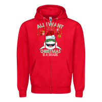 Red All I Want For Christmas Is A Shark Zipper Hoodie - Bettercallsaul