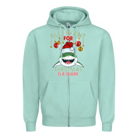 Seafoam All I Want For Christmas Is A Shark Zipper Hoodie - Bettercallsaul