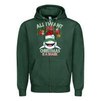 Sports Green All I Want For Christmas Is A Shark Zipper Hoodie - Bettercallsaul