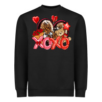 Black xo xo with leopard and cowhide heart Heavyweight Sweatshirt - NancyCooperArtShop