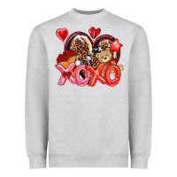 Heather Grey xo xo with leopard and cowhide heart Heavyweight Sweatshirt - NancyCooperArtShop
