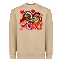 Xo Xo With Leopard And Cowhide Heart Heavyweight Sweatshirt | Teevron