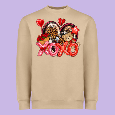Xo Xo With Leopard And Cowhide Heart Heavyweight Sweatshirt Designed By Nancycooperartshop