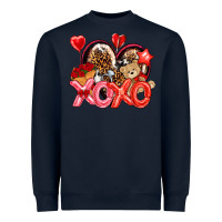 Navy xo xo with leopard and cowhide heart Heavyweight Sweatshirt - NancyCooperArtShop