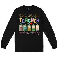 Black battery life of a teacher monday friday Long Sleeve Tee - MaliasSmallBusiness
