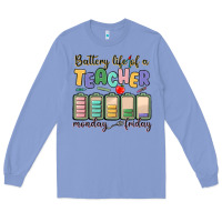 Colony Blue battery life of a teacher monday friday Long Sleeve Tee - MaliasSmallBusiness