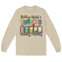 Mushroom battery life of a teacher monday friday Long Sleeve Tee - MaliasSmallBusiness