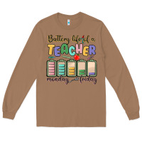 Toasted Coconut battery life of a teacher monday friday Long Sleeve Tee - MaliasSmallBusiness