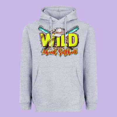 Wild About Softball Heavyweight Hoodie Designed By Howdyjamesfarm