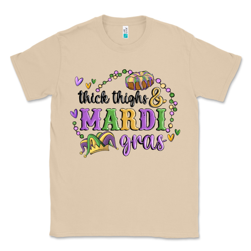 Thick Thighs Mardi Gras Classic Tee by MaliasSmallBusiness | Teevron