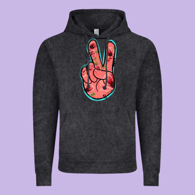 Pink Floral Glitter Peace Sign Vintage Hoodie Designed By Jasminsmagicworld