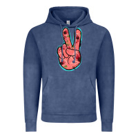 Vintage Denim Pink Floral Glitter Peace Sign Vintage Hoodie - Jasminsmagicworld