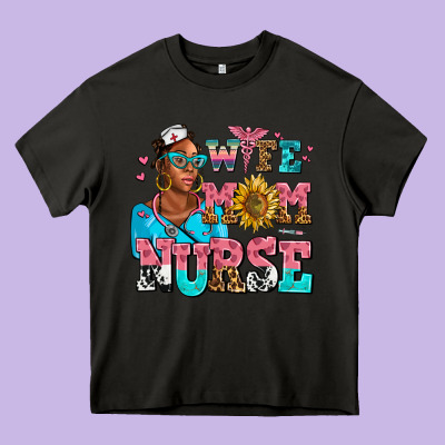 Afro Wife Mom Nurse Heavy Core Tee Designed By Adodesignshop