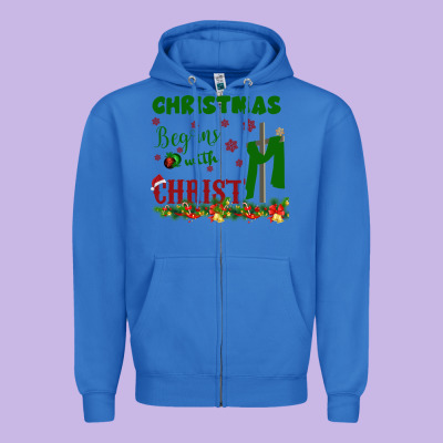 Christmas Begins With Christ Zipper Hoodie Designed By Bettercallsaul
