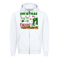 White Christmas Begins With Christ Zipper Hoodie - Bettercallsaul