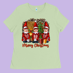 Merry Christmas Elfs Ladies Tee Designed By Fadigitalartstudio